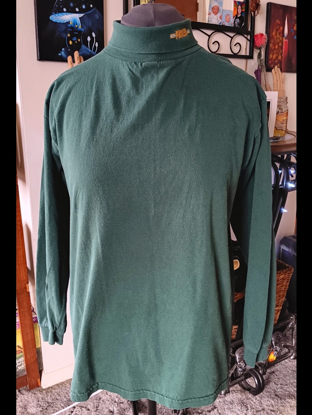 💚 Vintage Green Bay Packers Cotton Turtle Neck Long Sleeve Shirt Mens Large NFL